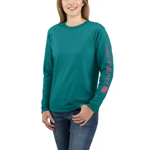 Women's Loose Fit Heavyweight Long-Sleeve Logo Sleeve Graphic T-Shirt