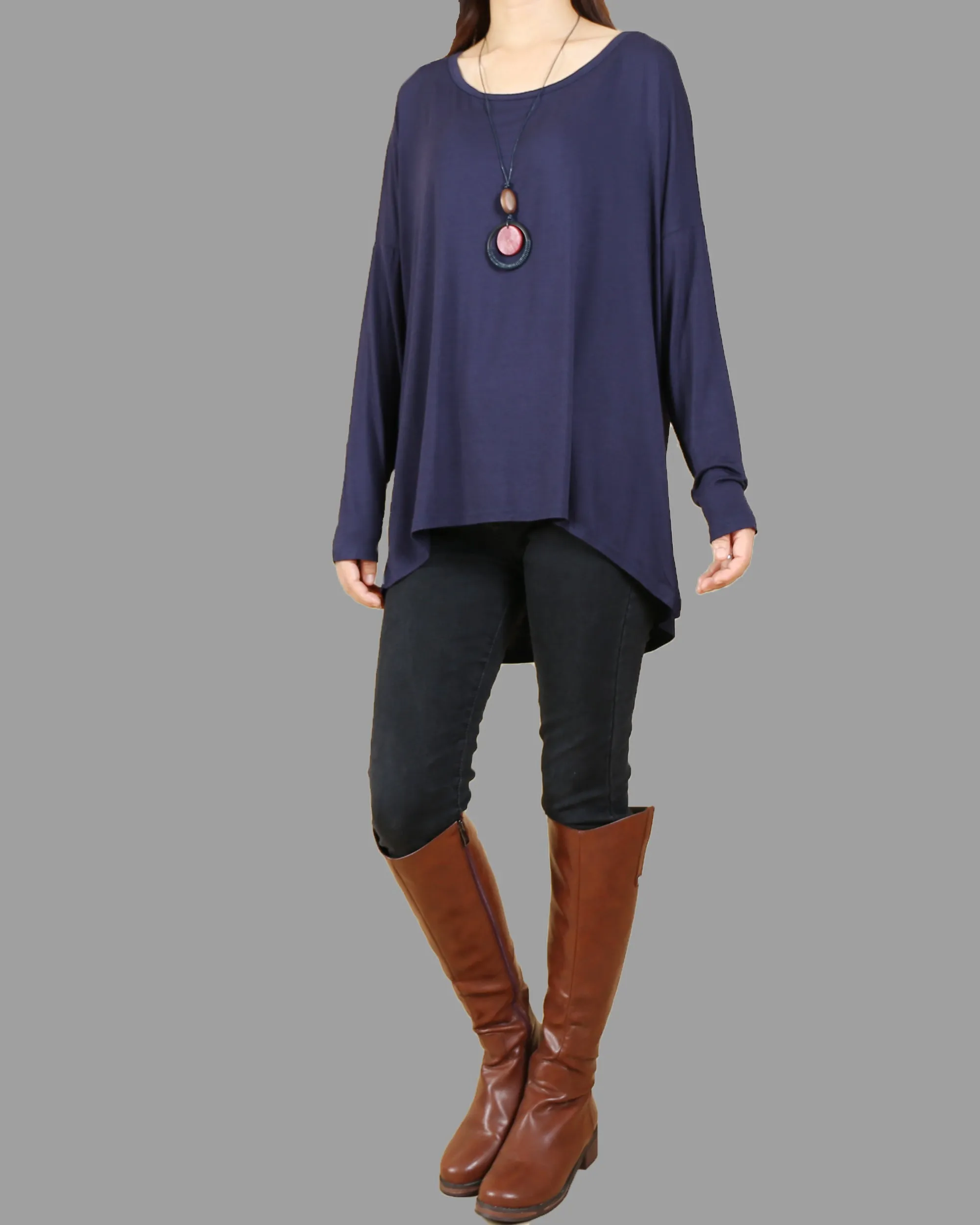 Women's Modal Cotton t-shirt/long sleeve tunic top/bottoming top/cotton t-shirt/oversized top(Y1818)
