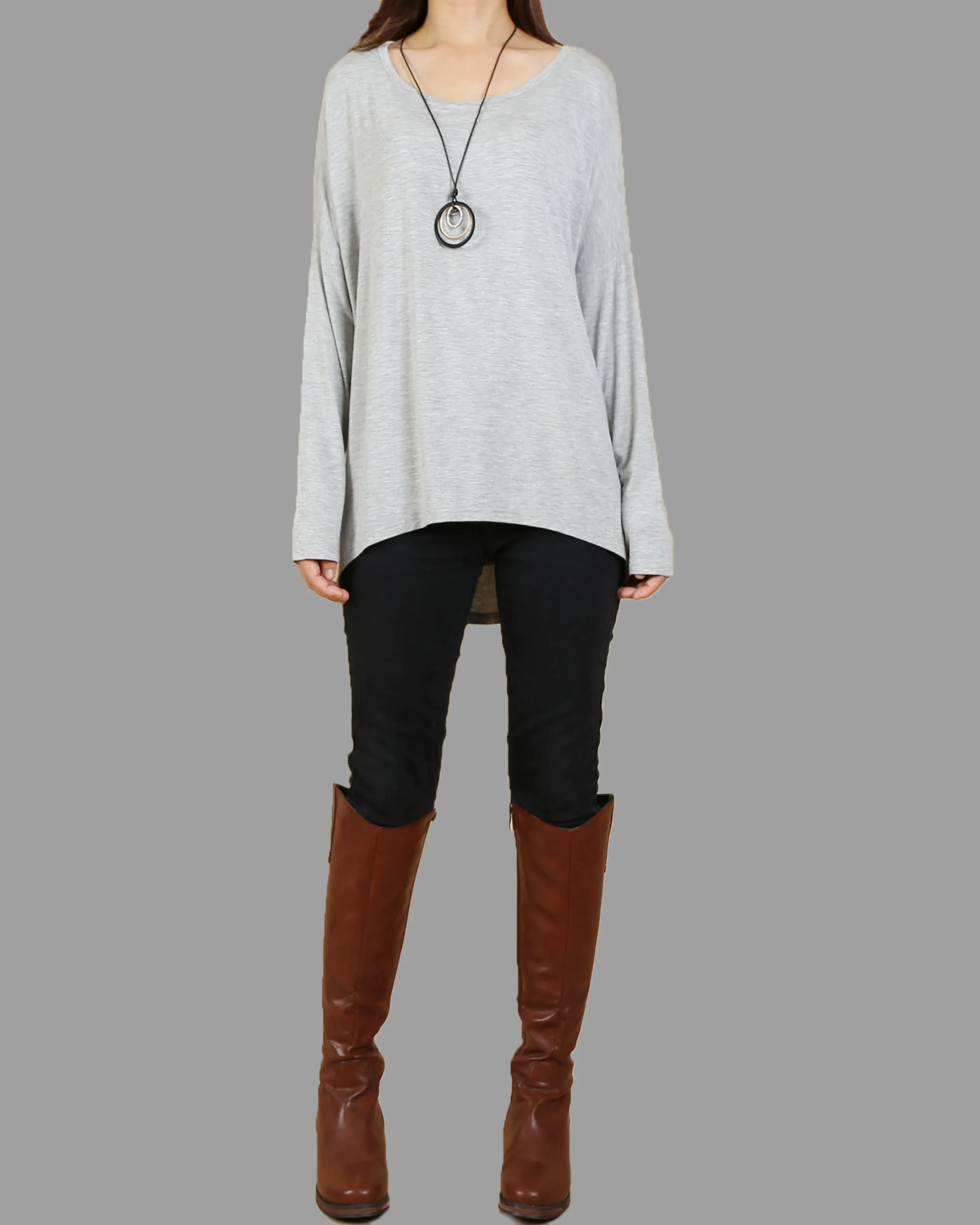 Women's Modal Cotton t-shirt/long sleeve tunic top/bottoming top/cotton t-shirt/oversized top(Y1818)