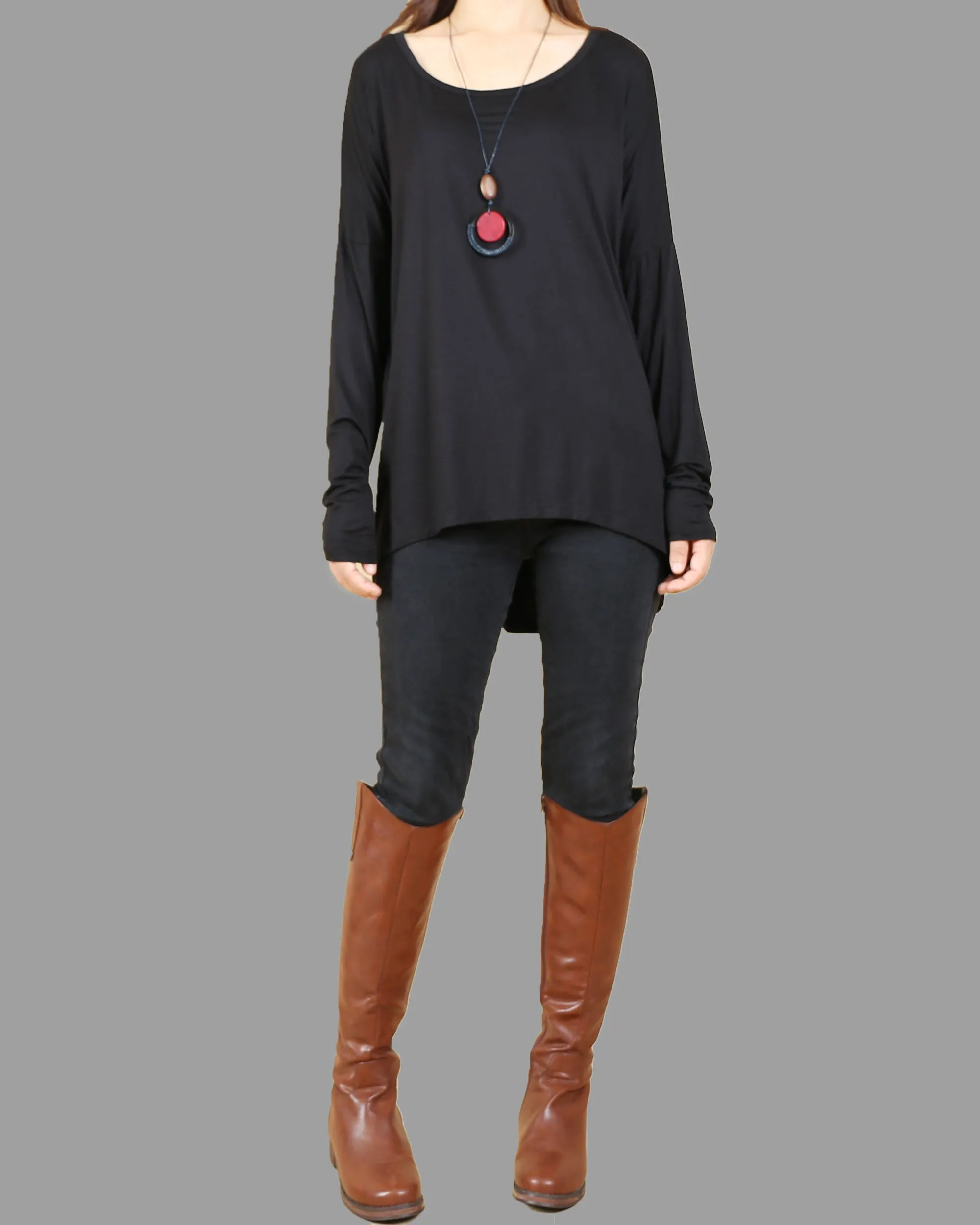 Women's Modal Cotton t-shirt/long sleeve tunic top/bottoming top/cotton t-shirt/oversized top(Y1818)