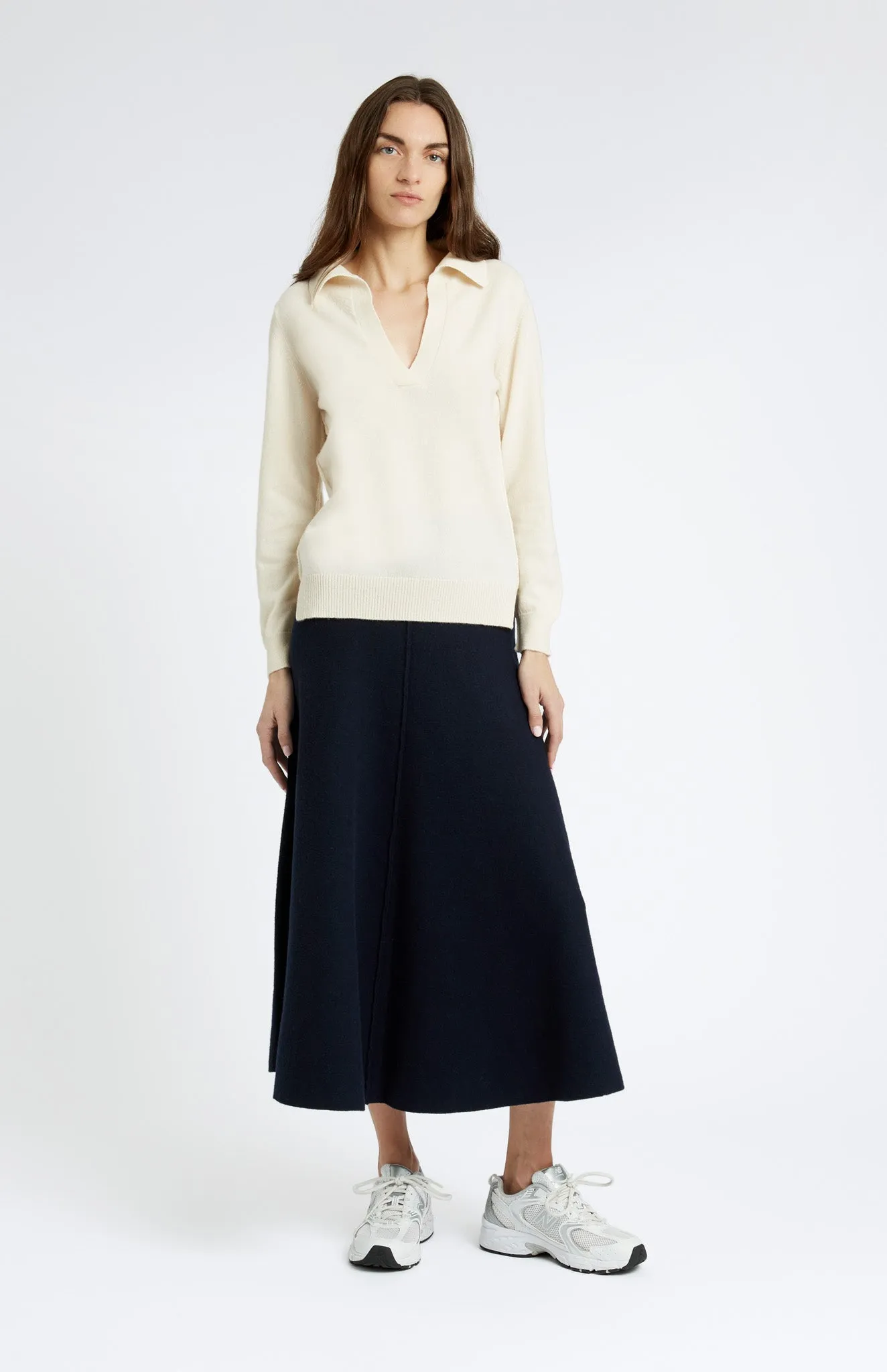 Women's Polo-style Cashmere Jumper In Vanilla Cream