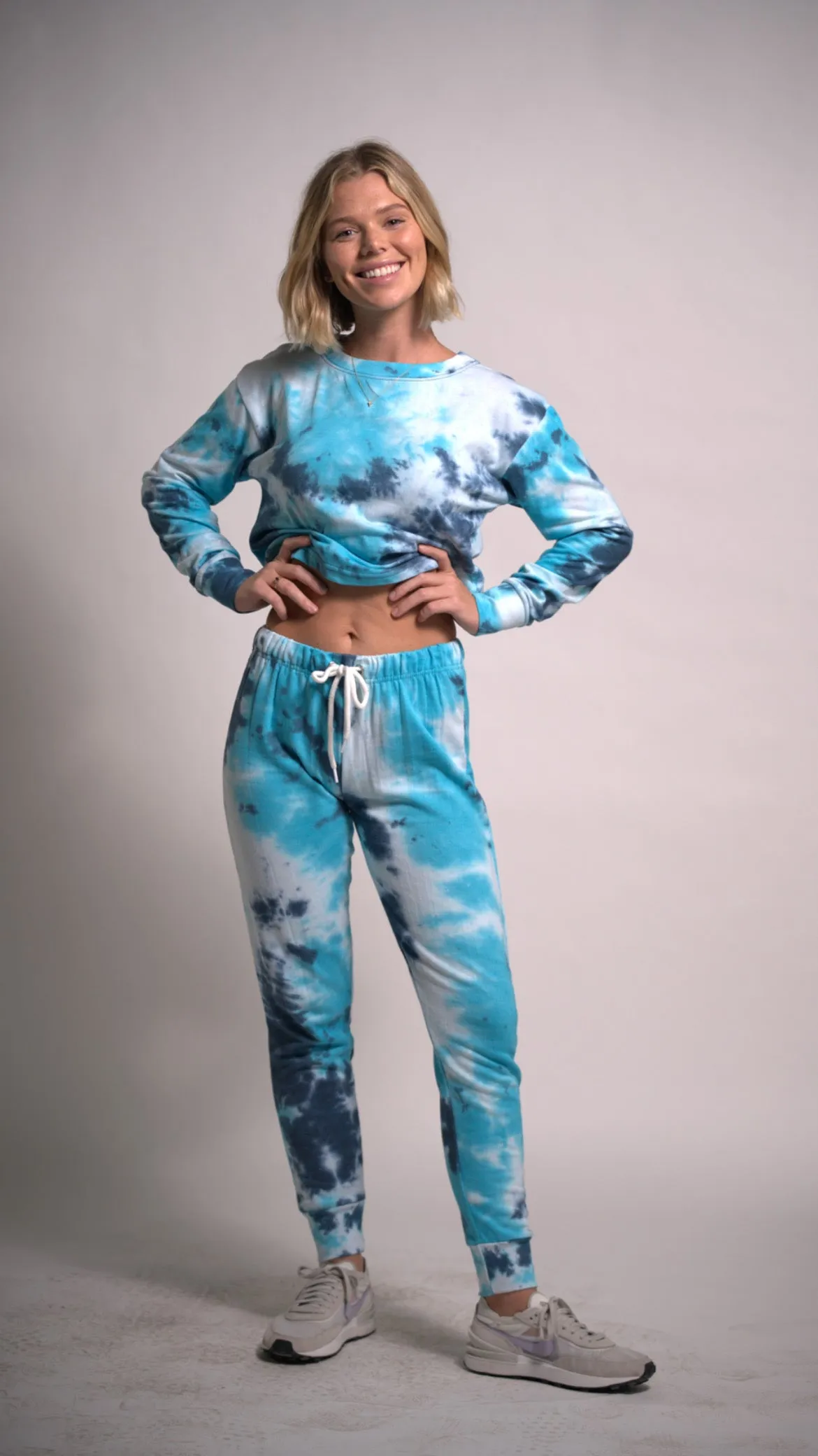 Women's Set Long Sleeve Top Tie Dye Joggers Pants Outfit Two Piece Set