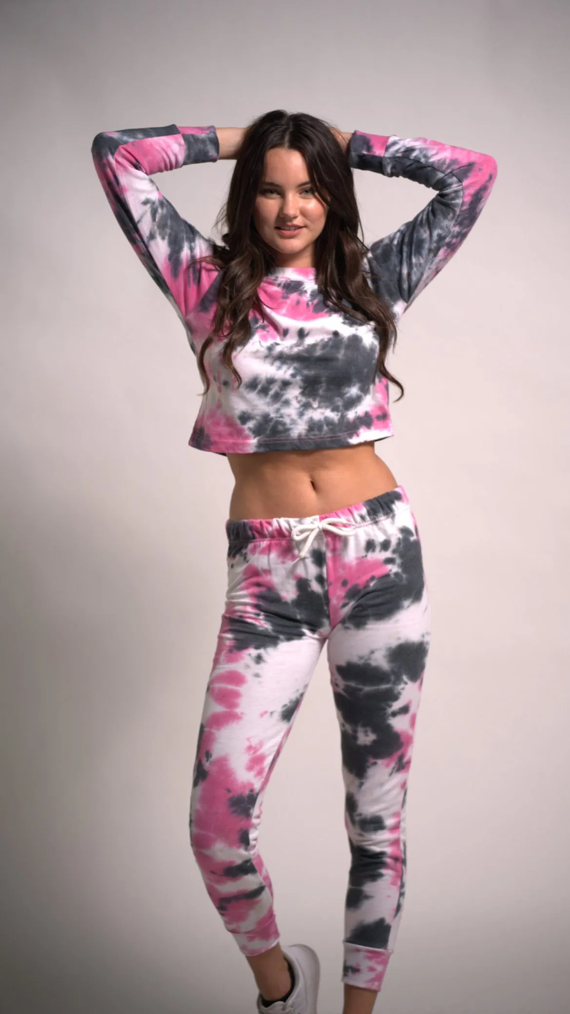 Women's Set Long Sleeve Top Tie Dye Joggers Pants Outfit Two Piece Set