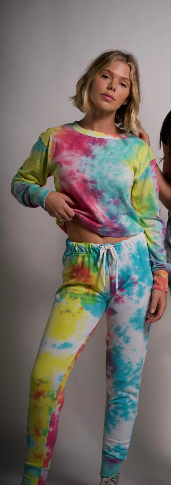 Women's Set Long Sleeve Top Tie Dye Joggers Pants Outfit Two Piece Set