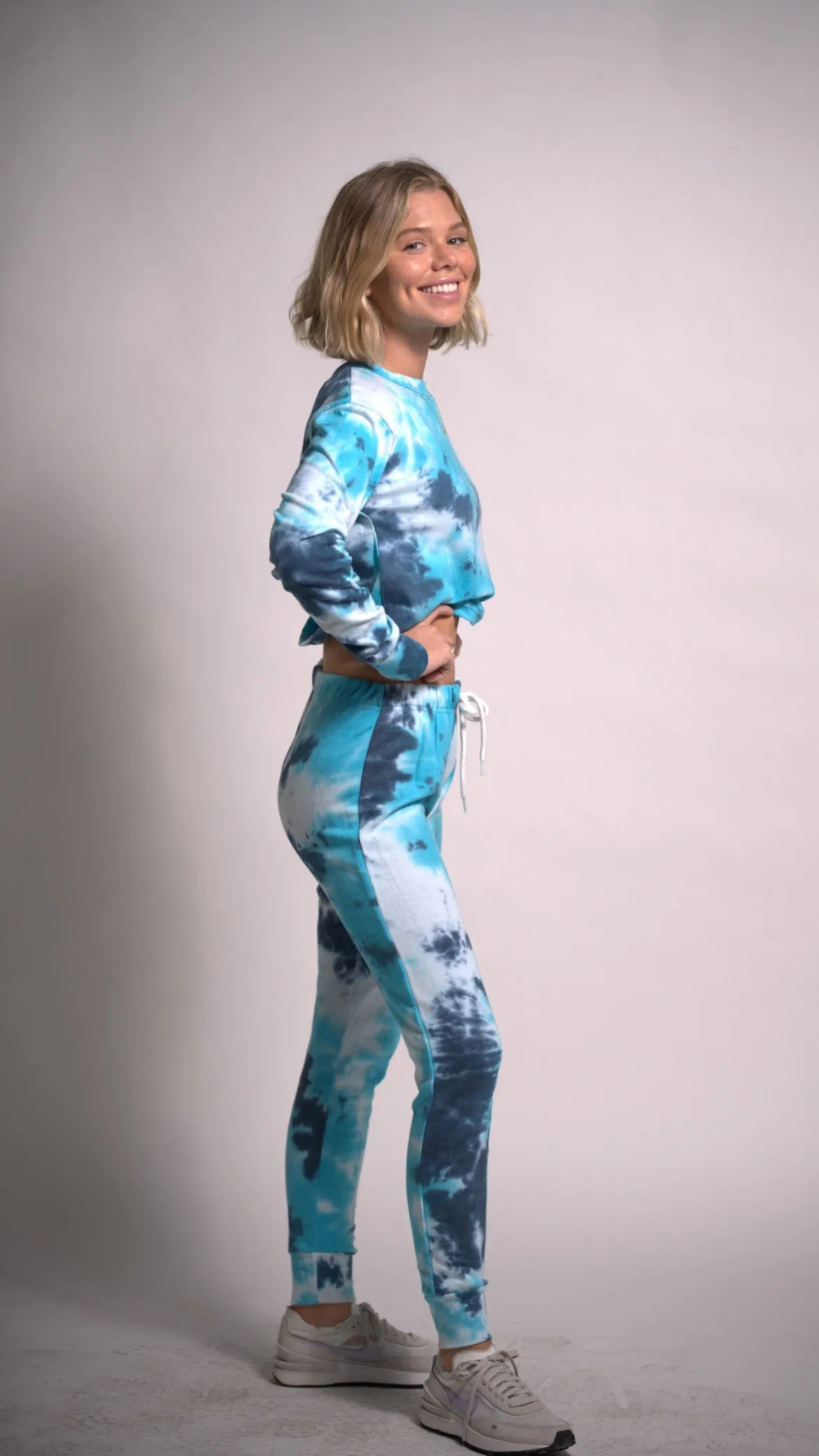 Women's Set Long Sleeve Top Tie Dye Joggers Pants Outfit Two Piece Set