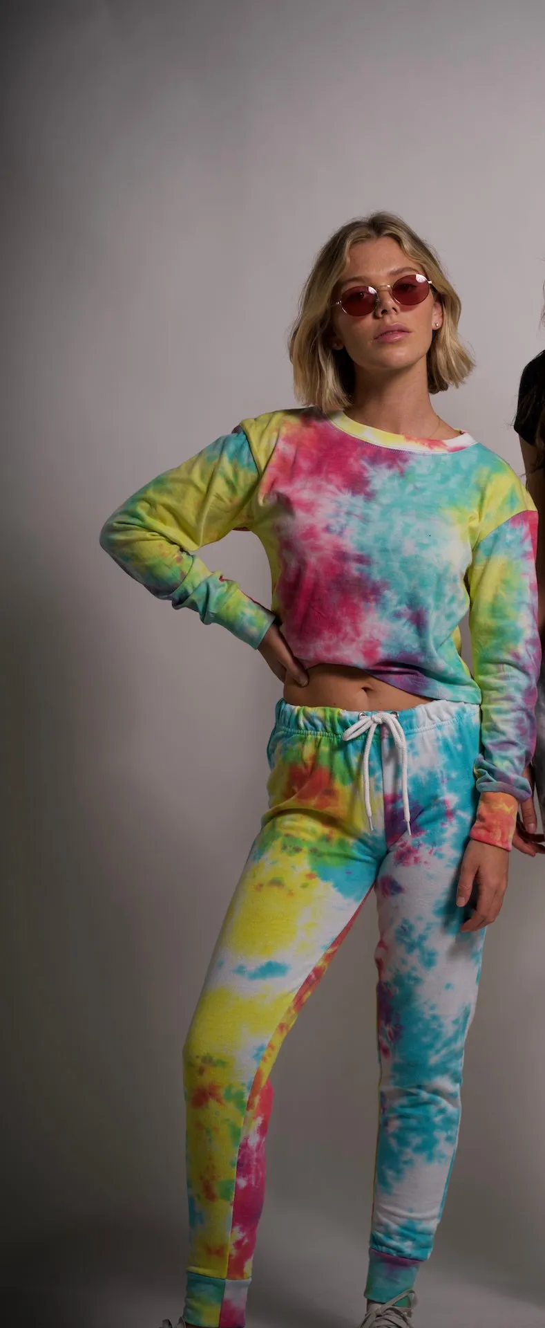 Women's Set Long Sleeve Top Tie Dye Joggers Pants Outfit Two Piece Set