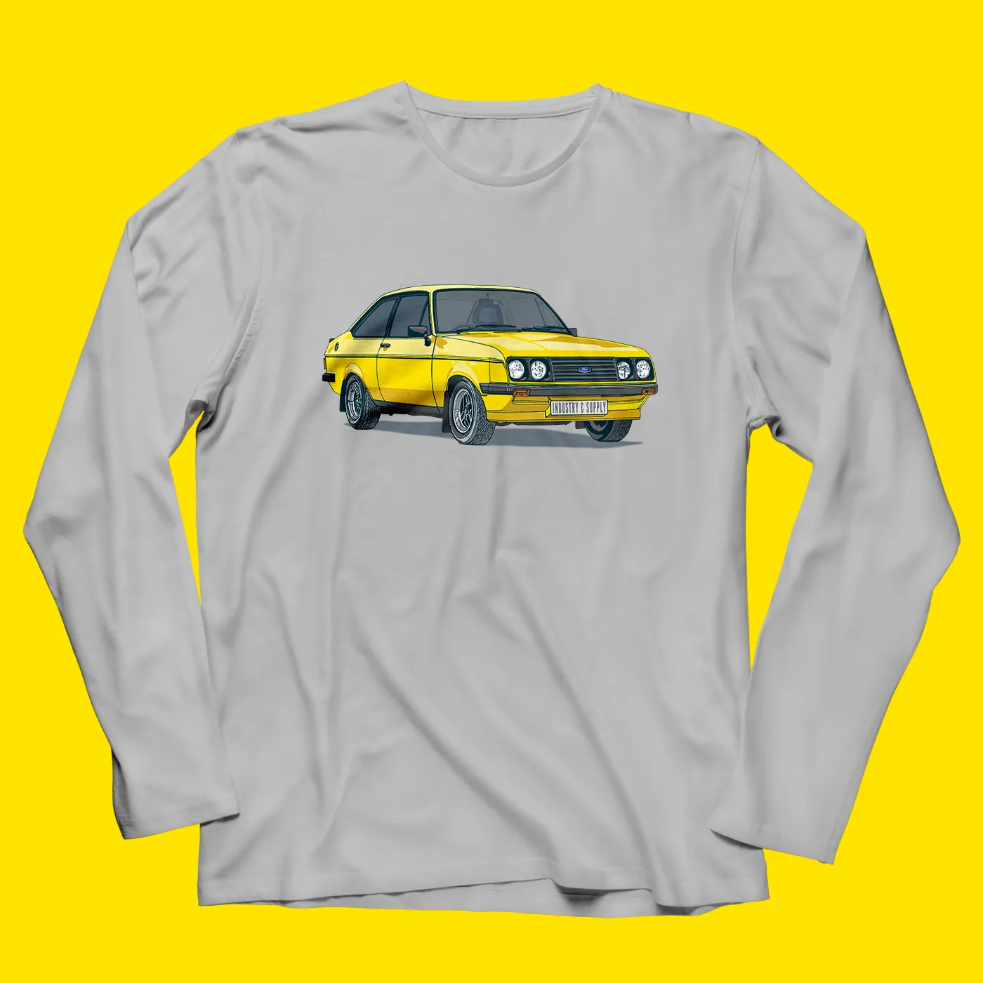 YELLOW MK2 FORD ESCORT LONG SLEEVE T-SHIRT