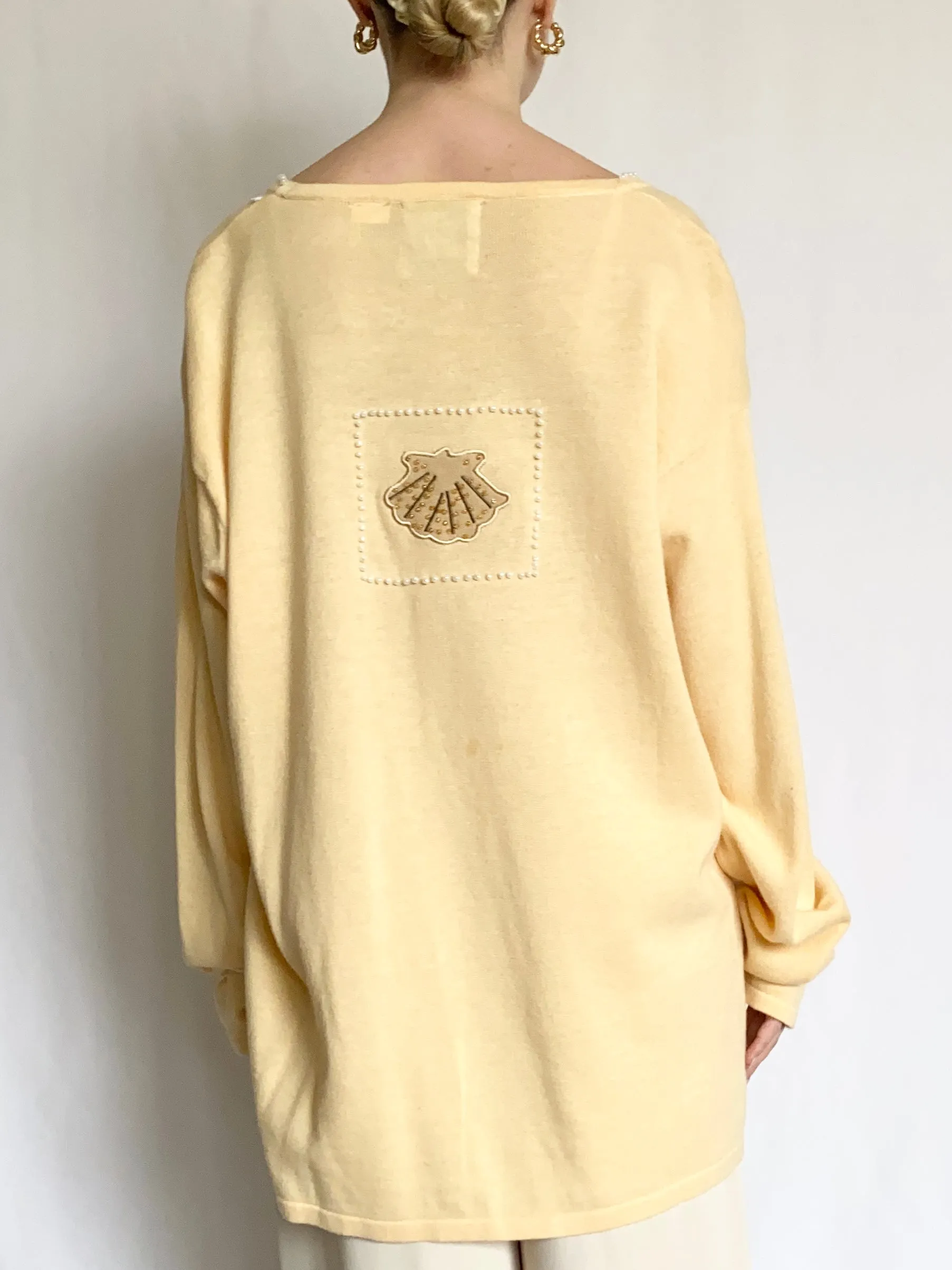 Yellow Seashell Mermaid Cardigan (L)