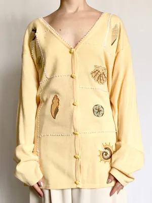 Yellow Seashell Mermaid Cardigan (L)