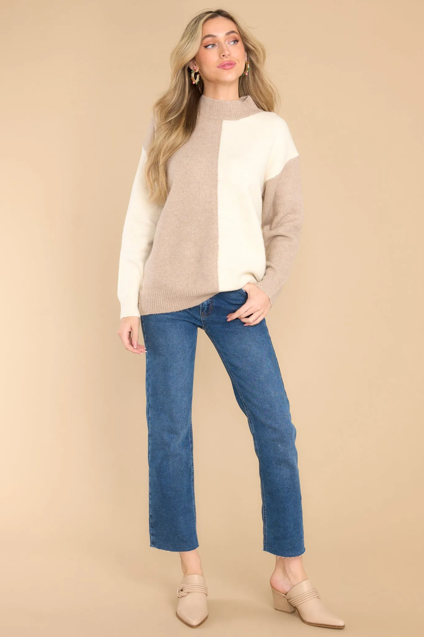 You Wouldn't Get It Ivory Two Toned Sweater